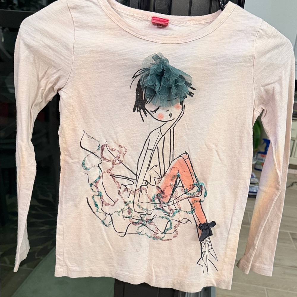 Crewcuts Cream Long Sleeve Tee with Graphic Design